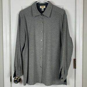 Talbots PT grey long sleeved button down jacket size medium. 70% viscose rayon